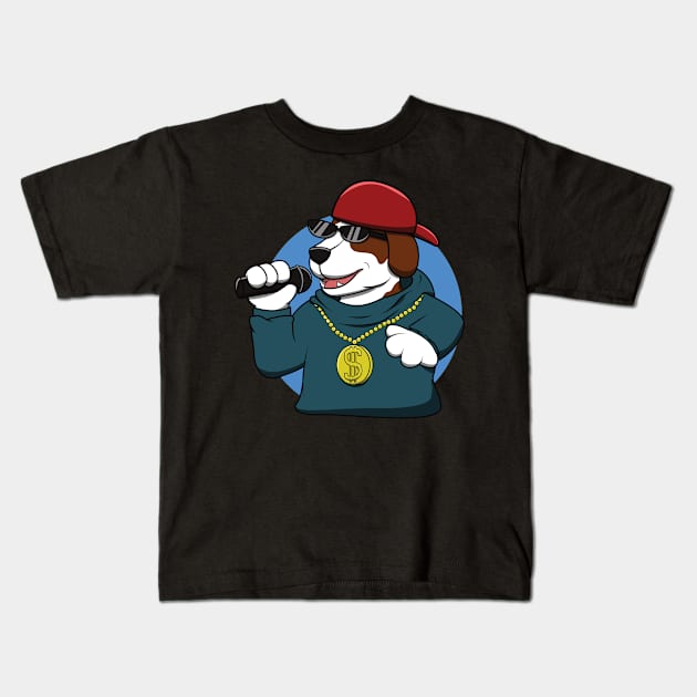 Dog Rap Funny Rapper Music Doggy Style Drawing Meme Kids T-Shirt by jkshirts